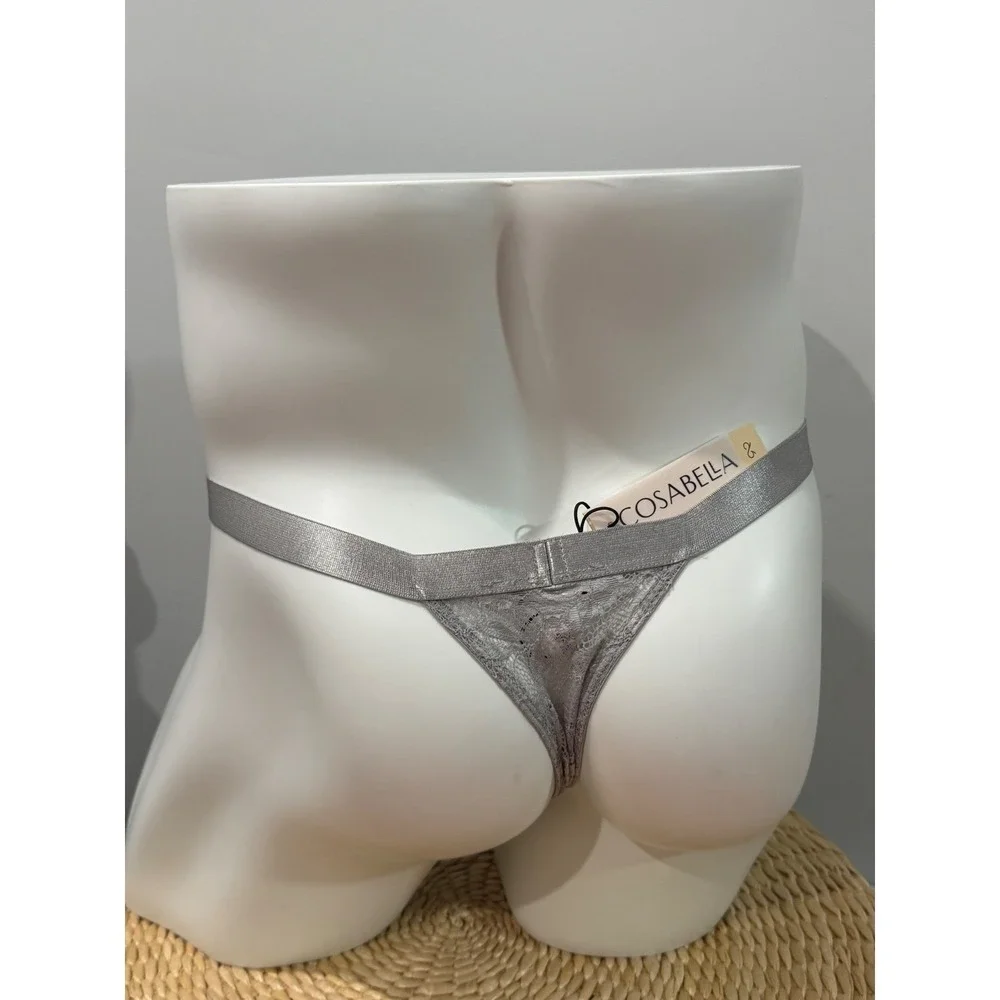 Cosabella Never Say Never Luxury Floral Lace Lace Italian Thong Varanasi Gray M